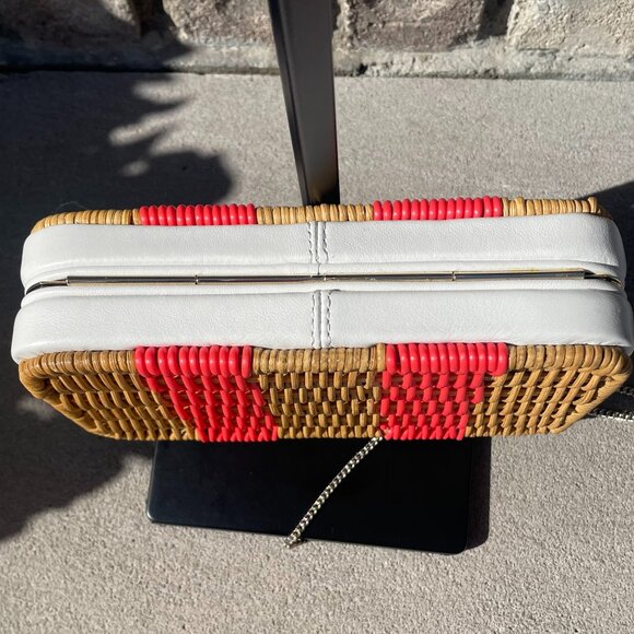 KATE SPADE KITT WICKER CONVERTIBLE CLUTCH CROSSBODY BAG Rectangular Casual - Picture 7 of 16